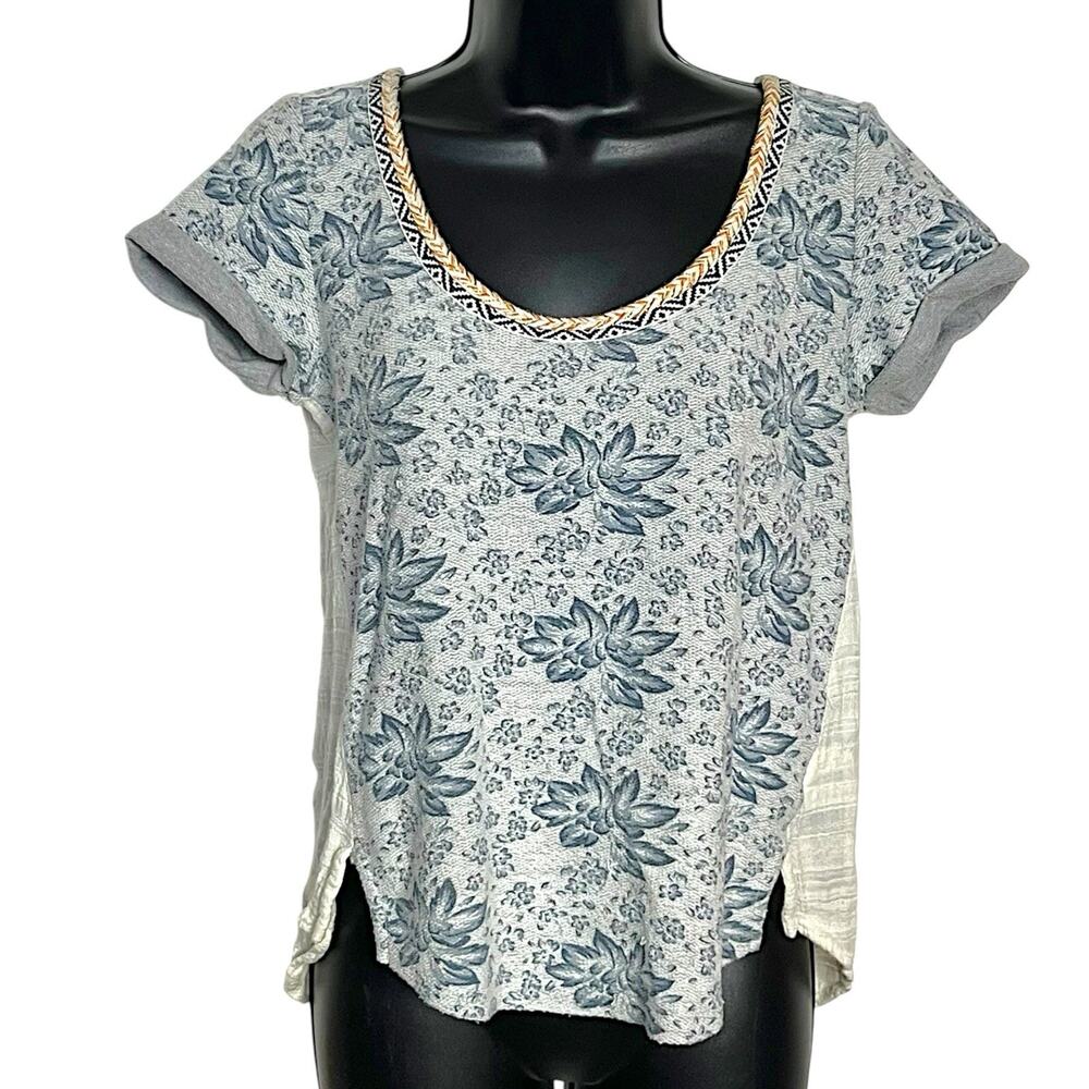 Anthropologie Akemi Kin Embroidered Trim Boho Blouse Top Sz S Multicolor Cotton